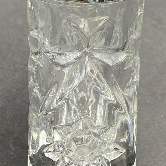 Vintage Crystal Salt‎ & Pepper Shakers With Chrome Tops Starburst Pattern MCM - Picture 3 of 14